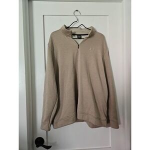 Under Armour Golf Pullover Mens XXL 2XL Storm Waffle Knit Tan Beige 1/4 Zip